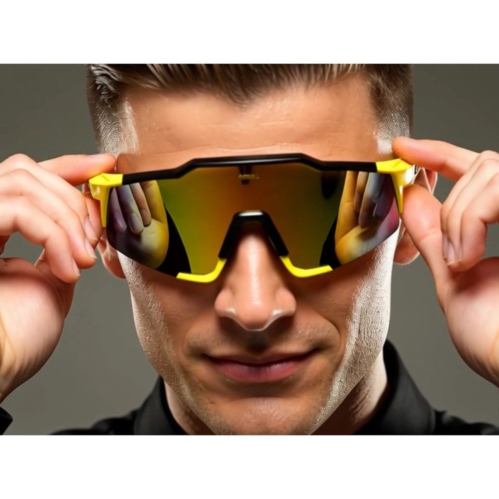 Sport‎ Sunglasses Cycling Glasses Windproof UV Protection Yellow mirror Lens New